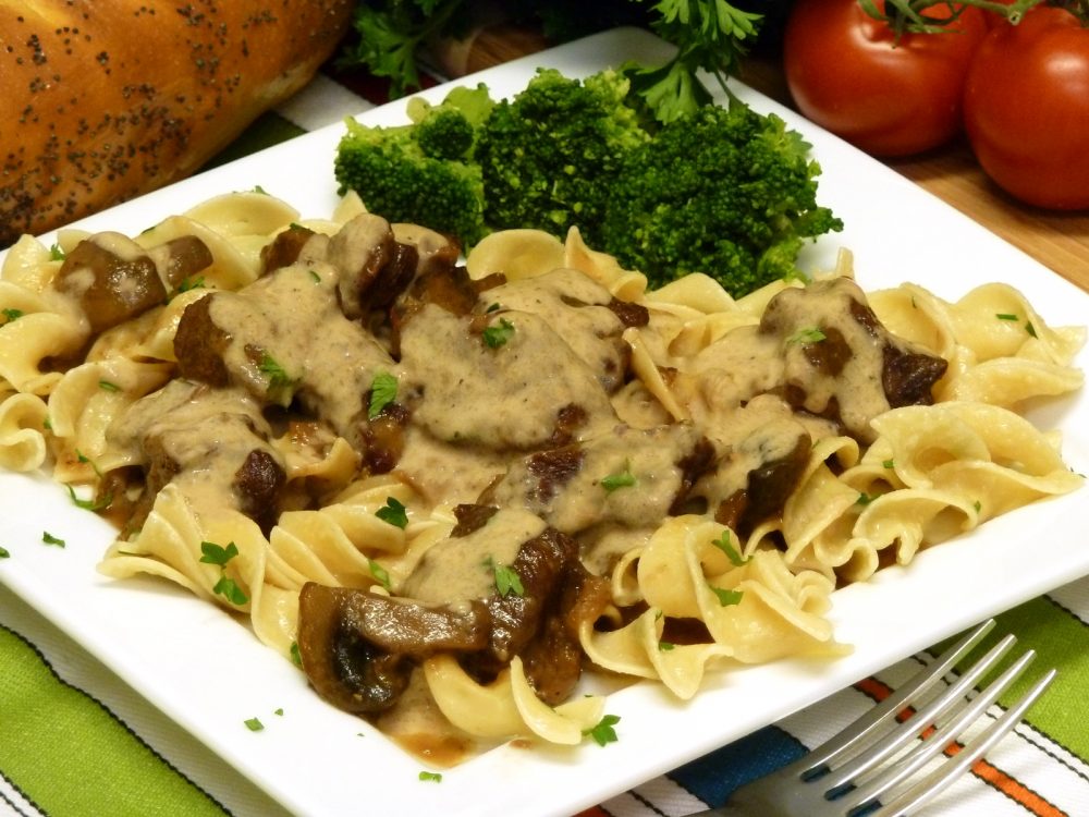 Try this easy stroganoff recipe with tender beef chunks in a tangy, rich gravy.