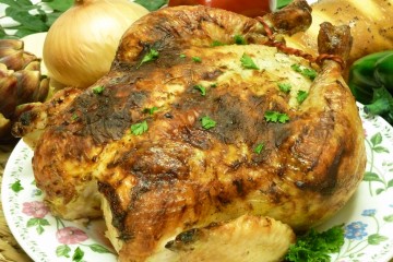Herbed yogurt under the skin ensures a deliciously moist roast chicken. Ranch herb roast chicken.