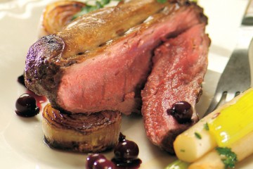 Blackcurrant wine marinade tenderizes and flavors while hare (rabbit).