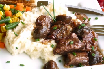 Tender, moist beef tips with luscious mushroom gravy are a snap in the crockpot.