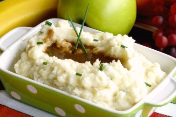 Creamy mashed potatoes with sour cream and chives make the perfect side dish.