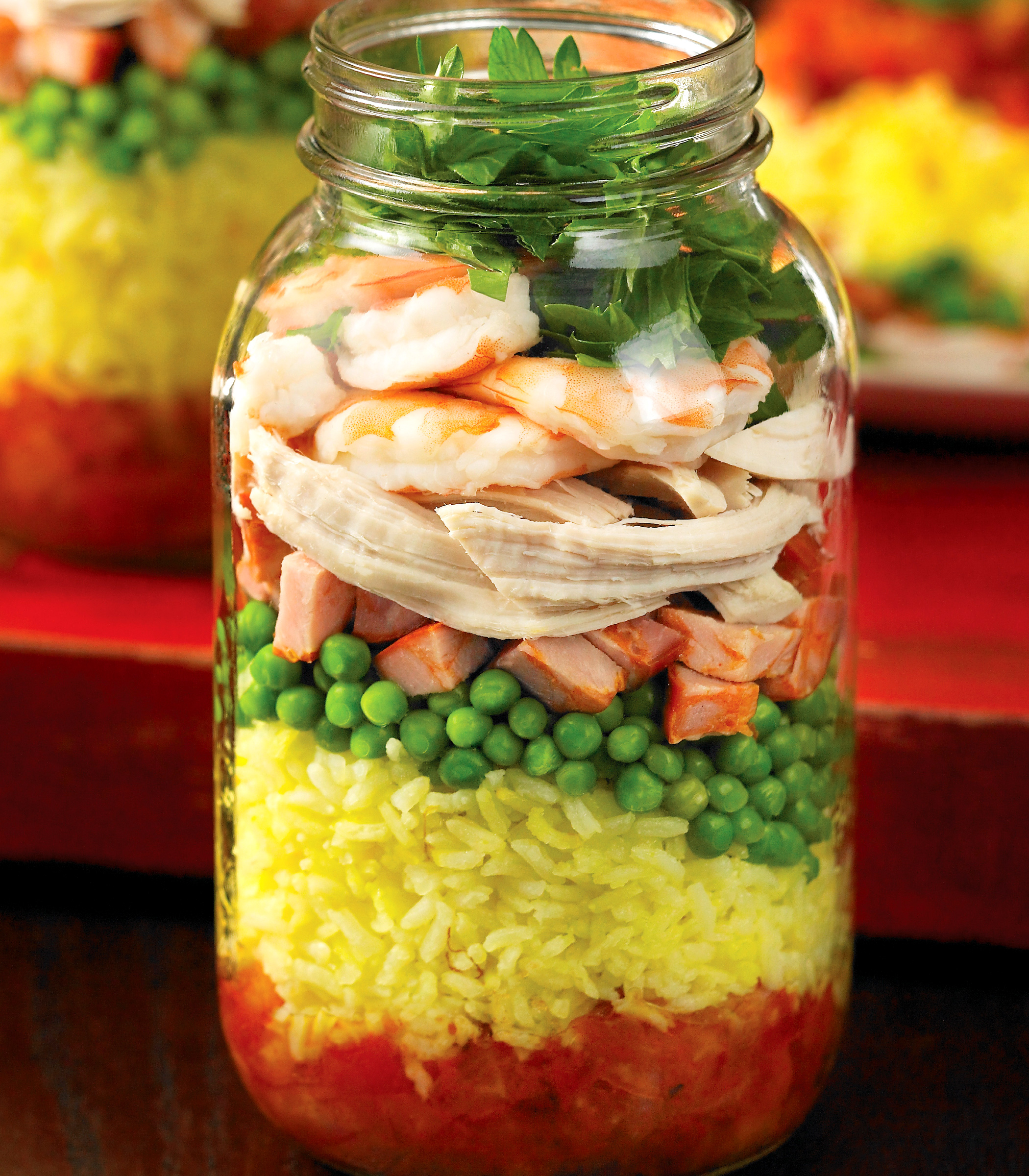 Try this luscious paella in a jar for a lunch worth looking forward to.