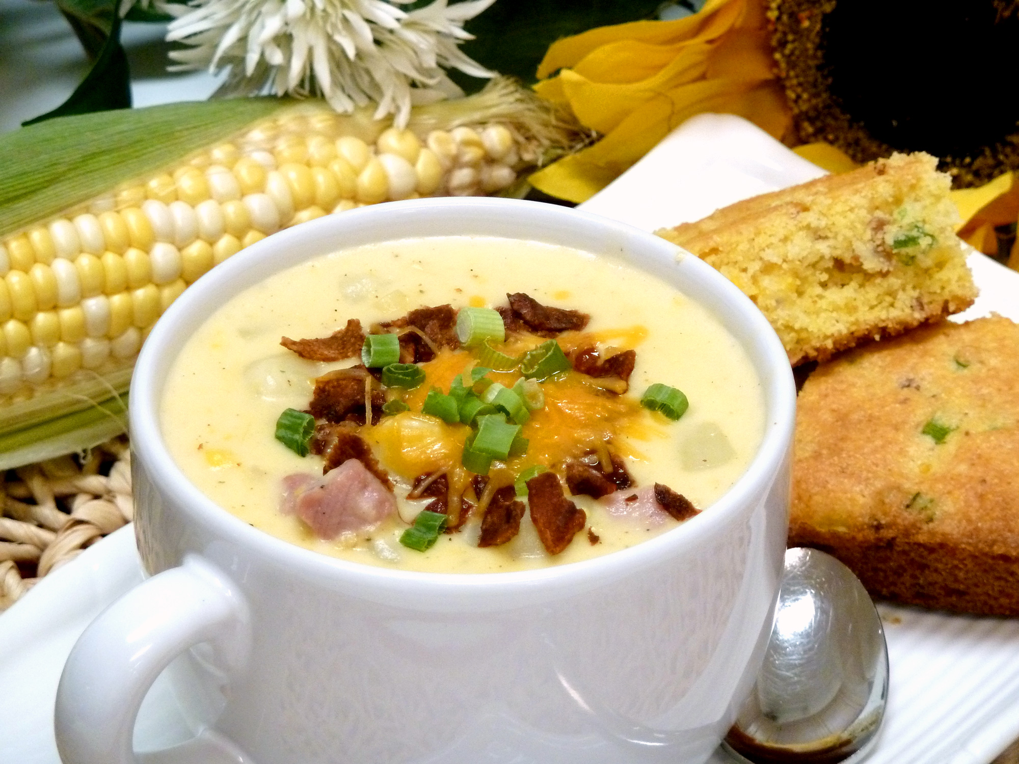 Ham Corn Chowder is rich, creamy, and filling enough for a main dish.