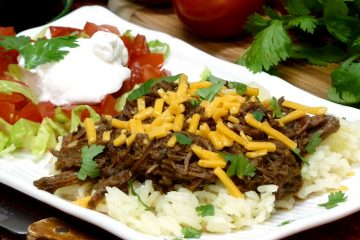 Green Chile Shredded Beef is easily made in the crockpot and may be used 10 different ways.