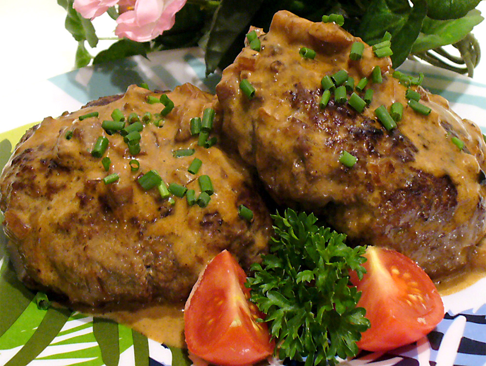 Hamburgers Diane is an inexpensive version of the popular gourmet dish, Steak Diane.