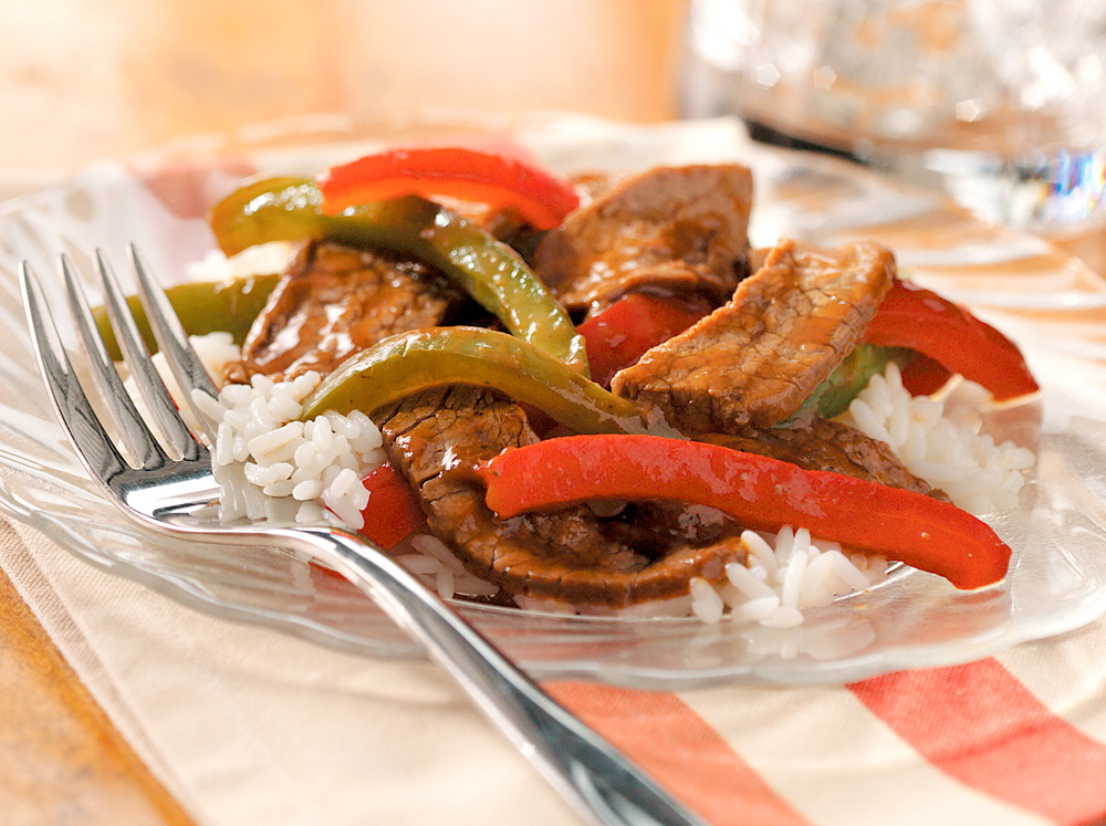 Gingered Pepper Steak cooks up in less than 15 minutes and is diet-friendly.