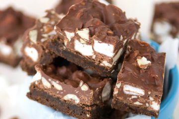 Rocky Road Cookie Fudge Bars combines brownies, fudge, and marshmallows into killer rich candy bars.
