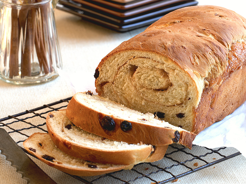 Homemade cinnamon swirl raisin bread is a welcomed breakfast treat.