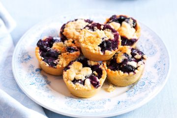 Scrumptious miniature blueberry tarts are a snap to make with few ingredients.