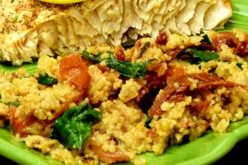 Colorful, tangy Sundried Tomato Spinach Couscous is the perfect side dish for seafood, poultry, and meats.