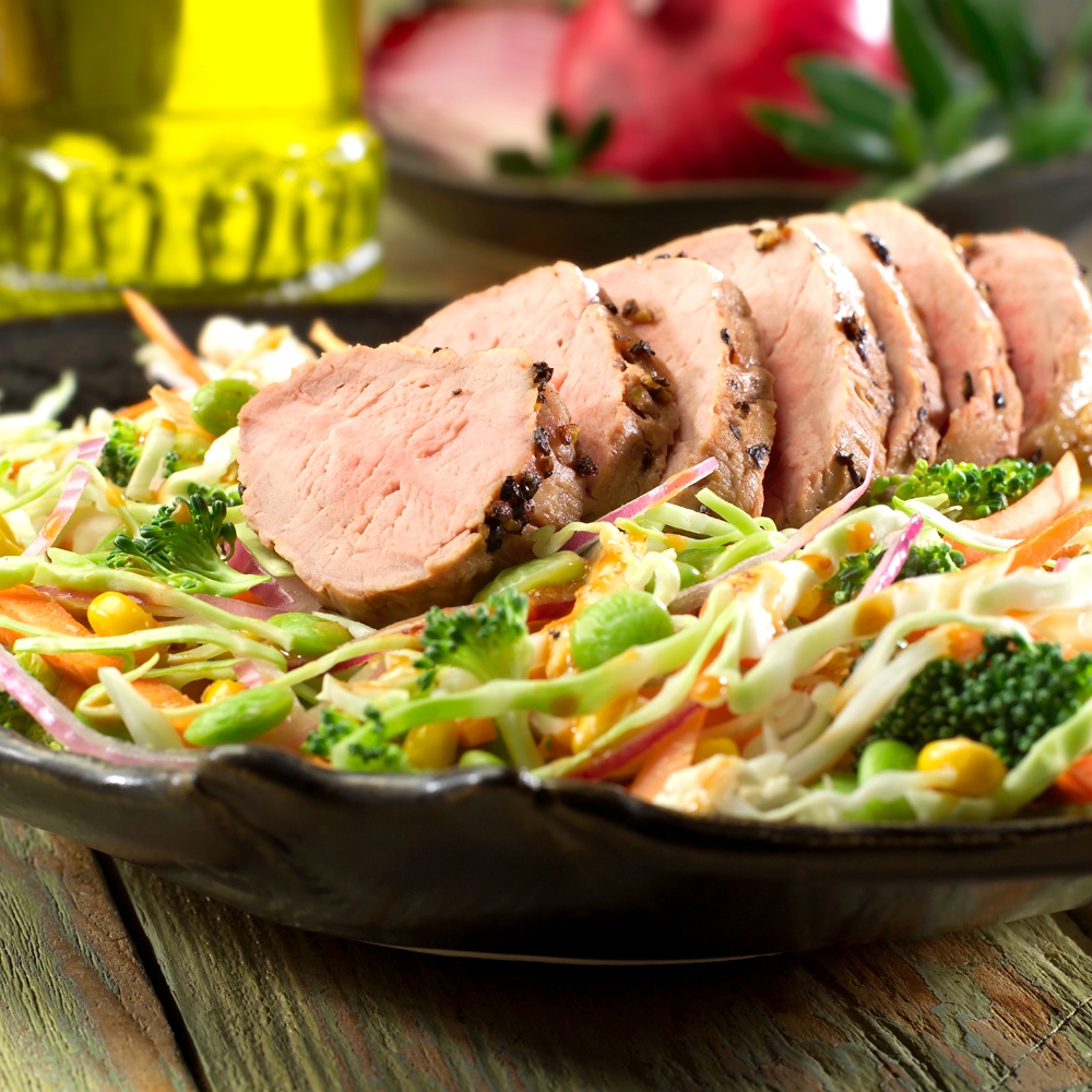 Satisfying Pork Tenderloin with Texas Slaw is the perfect meal for dieters that the whole family will love.